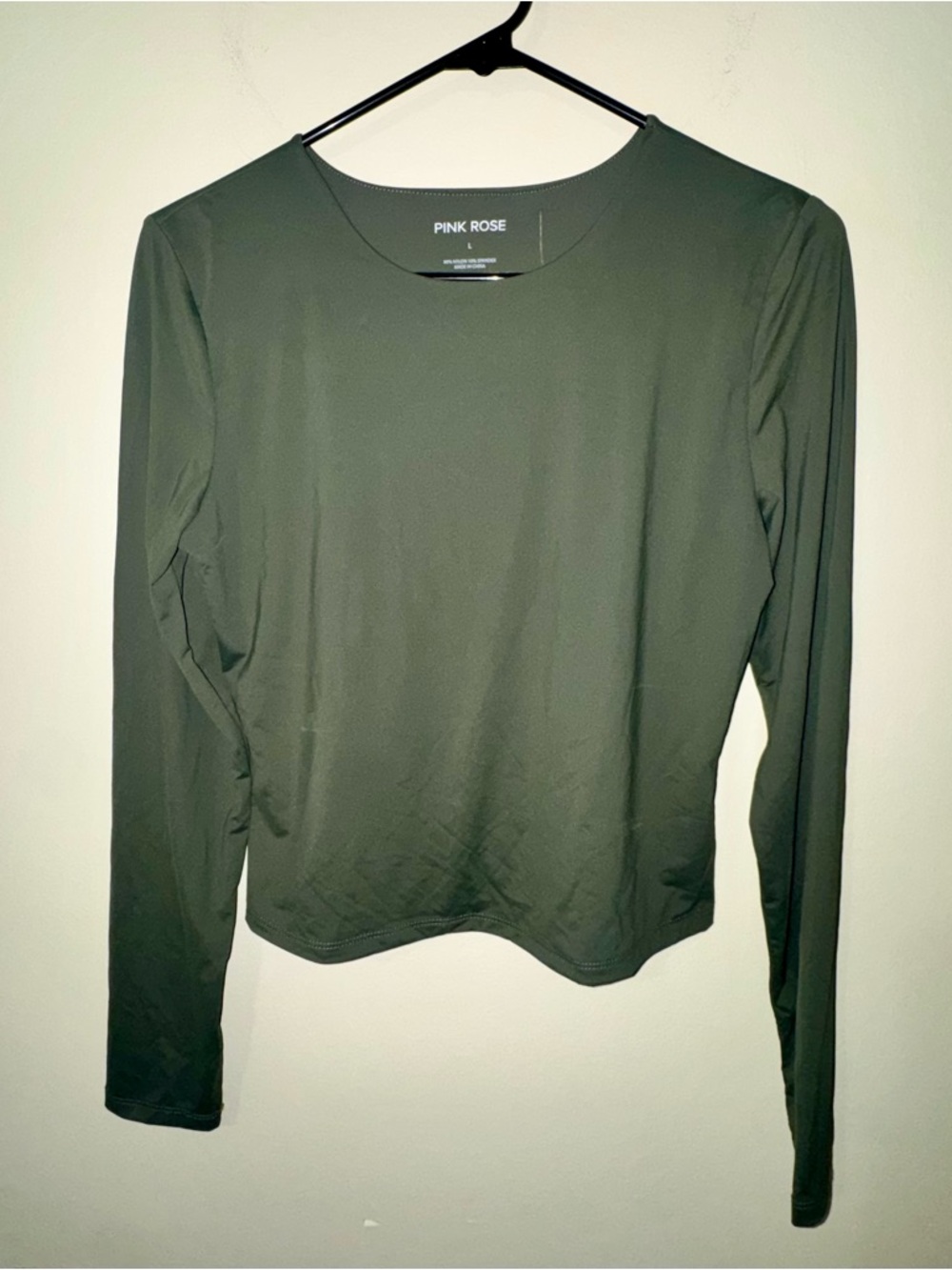 NWT PINK ROSE Olive Long-Sleeve Crewneck Top